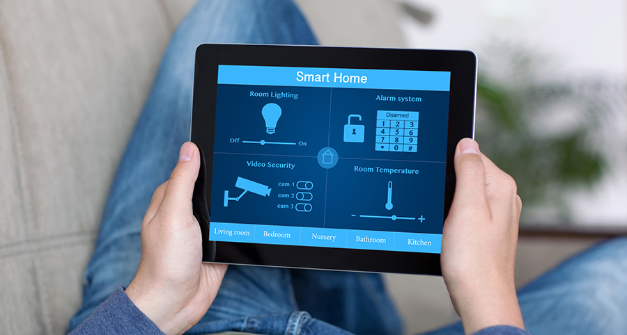 The ability to access and control security components from a mobile device is one of the top smart home trends in Nashville. Close-up of smart home security app.